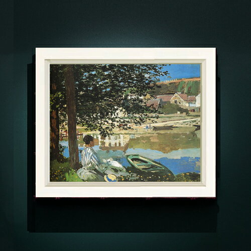 絵自体（キャンバス）の大きさ　410×318mm 表面アクリル透明保護板　額縁吊り紐　付属 ※一部在庫商品は早期出荷可能の場合がございます。 お急ぎに際は別途Eメールにてお問い合わせください。 お問い合わせメールアドレス 　shopmaster@artrest.jp 【留意事項】 ※注文個数によりお届け日が変わることがあります。 ※直筆仕上げ商品のため色彩が若干異なる場合がございますので 予めご了承くださいませ。 絵画 販売 インテリア 油絵 油彩 壁掛け 複製画 風景画 ゴッホ モネ ルノワール その他 静物画 肖像画 アート プレゼント 開業祝い 退職祝い 新築祝い 玄関 リビングアート 風水 縁起 フレーム 贈り物クロード・モネ 水辺にて、ベンヌクール