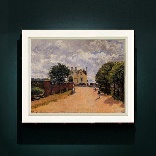 【油絵 直筆仕上げ】シスレー Inn at East Molesey F6 【シンプルフレーム】 絵画 販売 6号 油彩 風景画 440×348mm 複製画 送料無料 プレゼント ギフト 開店祝い 開業祝い 退職祝い 新築祝い リビング 玄関 モダン アートフレーム 壁掛け
