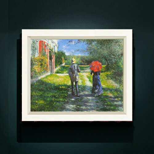 【油絵 直筆仕上げ】カイユボット ライジングロード F6 【シンプルフレーム】 絵画 販売 6号 油彩 風景画 440×348mm 複製画 送料無料 プレゼント ギフト 開店祝い 開業祝い 退職祝い 新築祝い リビング 玄関 モダン アートフレーム 壁掛け