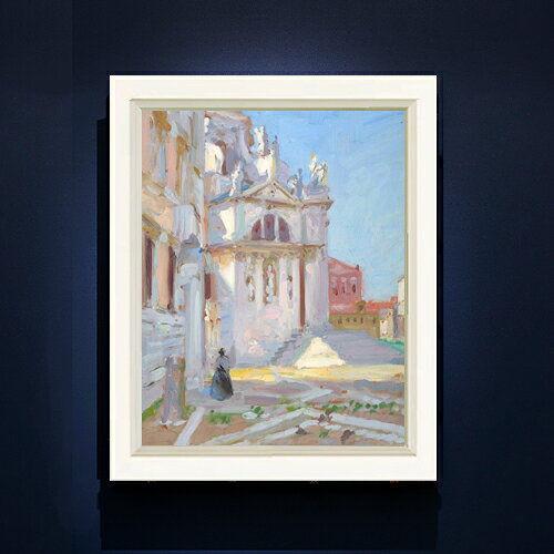 【油絵 直筆仕上げ】フランシス・カデル Santa Maria della Salute, Venice F6 【シンプルフレーム】 絵画 販売 6号 油彩 抽象画 440×348mm 複製画 送料無料 プレゼント ギフト 開店祝い 開業祝い 退職祝い 新築祝い リビング 玄関 モダン アートフレーム 壁掛け