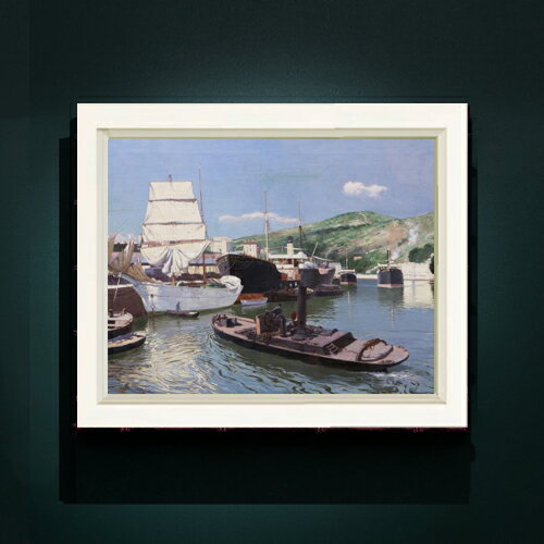 樂天商城 - 【油絵 直筆仕上げ】アバデス Port of Bilbao F6 【シンプルフレーム】 絵画 販売 6号 油彩 風景画 440×348mm 複製画 送料無料 プレゼント ギフト 開店祝い 開業祝い 退職祝い 新築祝い リビング 玄関 モダン アートフレーム 壁掛け