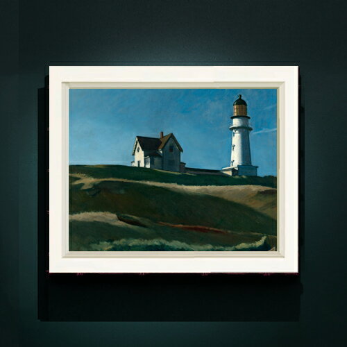 【油絵 直筆仕上げ】エドワード・ホッパー Lighthouse Hill F6 【シンプルフレーム】 絵画 販売 6号 油彩 風景画 440×348mm 複製画 送料無料 プレゼント ギフト 開店祝い 開業祝い 退職祝い 新築祝い リビング 玄関 モダン アートフレーム 壁掛け