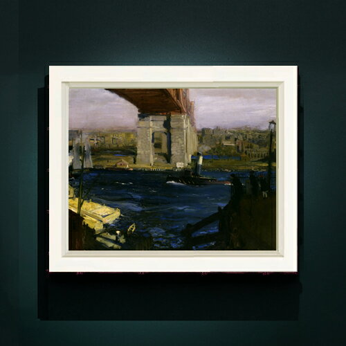 【油絵 直筆仕上げ】ジョージ・ベローズ Bridge, Blackwell’s Island F6 【シンプルフレーム】 絵画 販売 6号 油彩 風景画 440×348mm 複製画 送料無料 プレゼント ギフト 開店祝い 開業祝い 退職祝い 新築祝い リビング 玄関 モダン アートフレーム 壁掛け