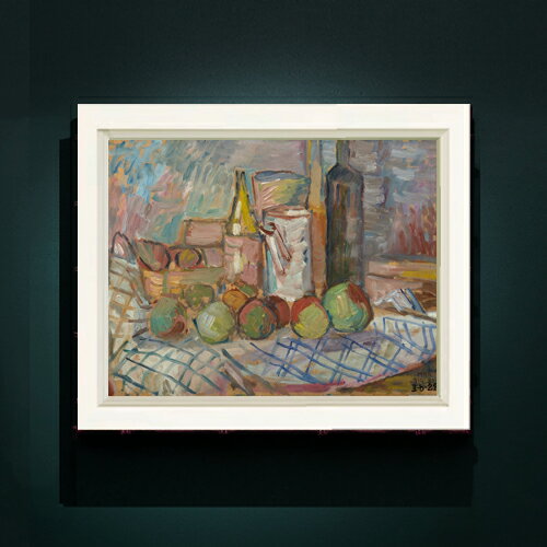 Rakuten - 【油絵 直筆仕上げ】ブロンダー 果物のある静物画 F6 【シンプルフレーム】 絵画 販売 6号 油彩 抽象画 440×348mm 複製画 送料無料 プレゼント ギフト 開店祝い 開業祝い 退職祝い 新築祝い リビング 玄関 モダン アートフレーム 壁掛け