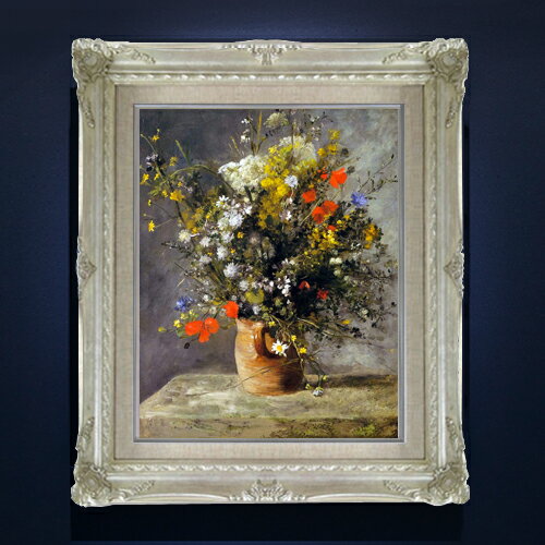Rakuten - 【油絵 直筆仕上げ】ルノワール Flowers in a Vase F6 【額入り】 絵画 販売 6号 油彩 静物画 552×461mm 複製画 送料無料 プレゼント ギフト 開店祝い 開業祝い 退職祝い 新築祝い リビング 玄関 モダン アートフレーム 壁掛け