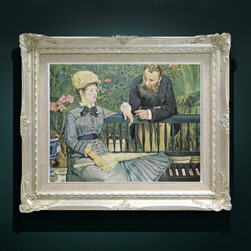 樂天商城 - 【油絵 直筆仕上げ】マネ 温室にて F6 【アップグレード額縁】 絵画 販売 6号 油彩 風景画 552×461mm 複製画 送料無料 プレゼント ギフト 開店祝い 開業祝い 退職祝い 新築祝い リビング 玄関 アートフレーム 壁掛け