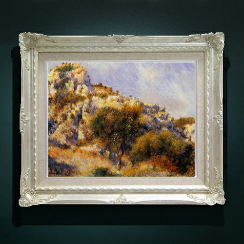 Rakuten - 【油絵 直筆仕上げ】ルノワール エスタックの崖 F6 【アップグレード額縁】 絵画 販売 6号 油彩 風景画 552×461mm 複製画 送料無料 プレゼント ギフト 開店祝い 開業祝い 退職祝い 新築祝い リビング 玄関 アートフレーム 壁掛け