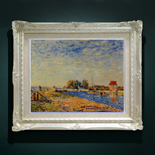 Rakuten - 【油絵 直筆仕上げ】シスレー セーヌ・エ・マルヌの朝日 F6 【アップグレード額縁】 絵画 販売 6号 油彩 風景画 552×461mm 複製画 送料無料 プレゼント ギフト 開店祝い 開業祝い 退職祝い 新築祝い リビング 玄関 アートフレーム 壁掛け