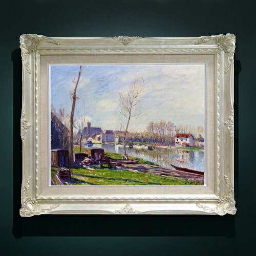 【油絵 直筆仕上げ】シスレー モレシュールロワンで工事現場 F6 【額入り】 絵画 販売 6号 油彩 風景画..