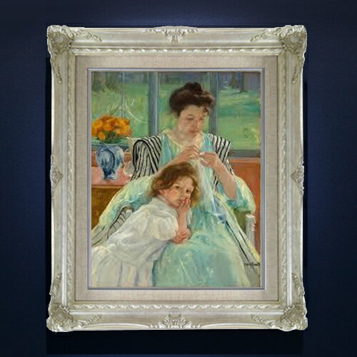 Rakuten - 【油絵 直筆仕上げ】メアリー・カサット Young Mother Sewing F6 【アップグレード額縁】 絵画 販売 6号 油彩 人物画 552×461mm 複製画 送料無料 プレゼント ギフト 開店祝い 開業祝い 退職祝い 新築祝い リビング 玄関 アートフレーム 壁掛け