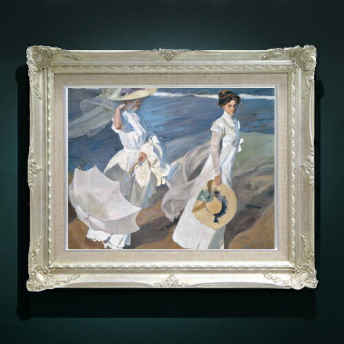 ソローリャ Strolling along the Seashore F6  絵画 販売 6号 油彩 人物画 552×461mm 複製画 送料無料 プレゼント ギフト 開店祝い 開業祝い 退職祝い 新築祝い リビング 玄関 アートフレーム 壁掛け