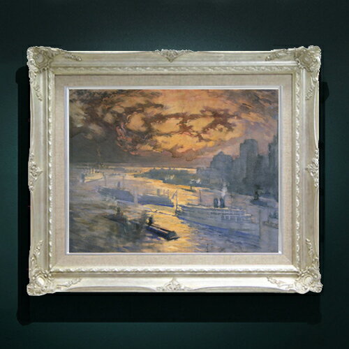 Nature, Landscape - 【油絵 直筆仕上げ】ペネル 反射する川 F6 【アップグレード額縁】 絵画 販売 6号 油彩 抽象画 552×461mm 複製画 送料無料 プレゼント ギフト 開店祝い 開業祝い 退職祝い 新築祝い リビング 玄関 アートフレーム 壁掛け