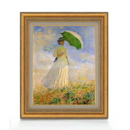 【油絵 直筆仕上げ】クロード・モネ 日傘を差す女 F6 【額入り】 絵画 販売 6号 油彩 人物画 554×463mm 複製画 送料無料 プレゼント ギフト 開...