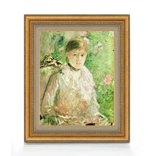 【油絵 直筆仕上げ】ベルト・モリゾ 窓の若い女性 F6 【額入り】 絵画 販売 6号 油彩 人物画 554×463mm..