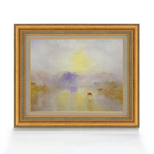 【油絵 直筆仕上げ】ターナー ノラム城、 日の出 F6 【額入り】 絵画 販売 6号 油彩 風景画 554×463mm 複製画 送料無料 プレゼント ギフト 開...