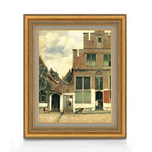 【油絵 直筆仕上げ】フェルメール デルフトの小路 F6 【額入り】 絵画 販売 6号 油彩 人物画 554×463mm 複製画 送料無料 プレゼント ギフト 開店祝い 開業祝い 退職祝い 新築祝い リビング 玄関 モダン アートフレーム 壁掛け