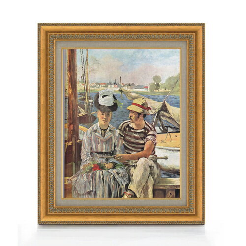 樂天商城 - 【油絵 直筆仕上げ】マネ アルジャントゥーユ F6 【額入り】 絵画 販売 6号 油彩 風景画 558×467mm 複製画 送料無料 プレゼント ギフト 開店祝い 開業祝い 退職祝い 新築祝い リビング 玄関 モダン アートフレーム 壁掛け