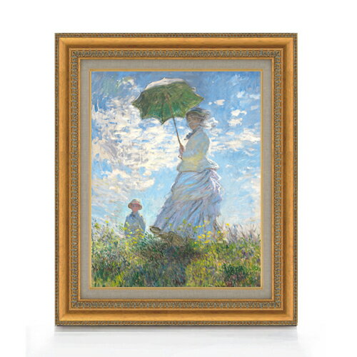 【油絵 直筆仕上げ】クロード・モネ 日傘を差す女 (左向き) F6 【額入り】 絵画 販売 6号 油彩 人物画 554×463mm 複製画 送料無料 プレゼント...