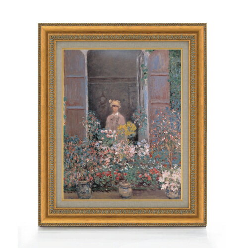 【油絵 直筆仕上げ】クロード・モネ 窓辺のカミーユ・モネ F6 【額入り】 絵画 販売 6号 油彩 風景画 554×463mm 複製画 送料無料 プレゼント ギフト 開店祝い 開業祝い 退職祝い 新築祝い リビング 玄関 モダン アートフレーム 壁掛け