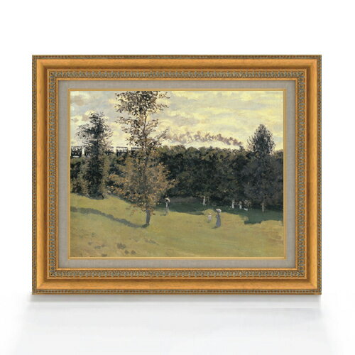 【油絵 直筆仕上げ】クロード・モネ 田園の列車 F6 【額入り】 絵画 販売 6号 油彩 風景画 554×463mm ..