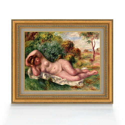 【油絵 直筆仕上げ】ルノワール もたれる裸婦 F6 【額入り】 絵画 販売 6号 油彩 人物画 554×463mm 複..