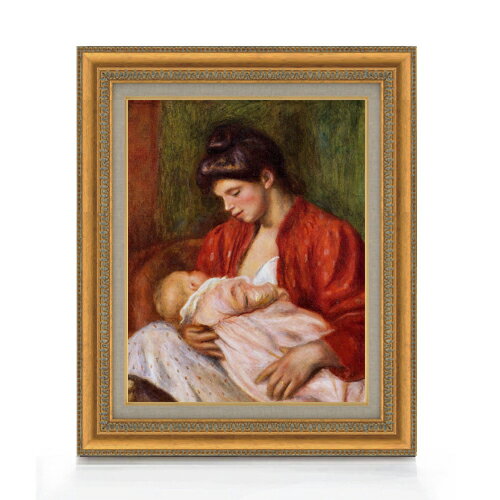 【油絵 直筆仕上げ】ルノワール 若い母親 F6 【額入り】 絵画 販売 6号 油彩 人物画 558×467mm 複製画 送料無料 プレゼント ギフト 開店祝い 開業祝い 退職祝い 新築祝い リビング 玄関 モダン アートフレーム 壁掛け