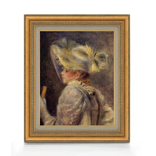 【油絵 直筆仕上げ】ルノワール 白い帽子の女 F6 【額入り】 絵画 販売 6号 油彩 人物画 554×463mm 複製画 送料無料 プレゼント ギフト 開店祝い 開業祝い 退職祝い 新築祝い リビング 玄関 モダン アートフレーム 壁掛け