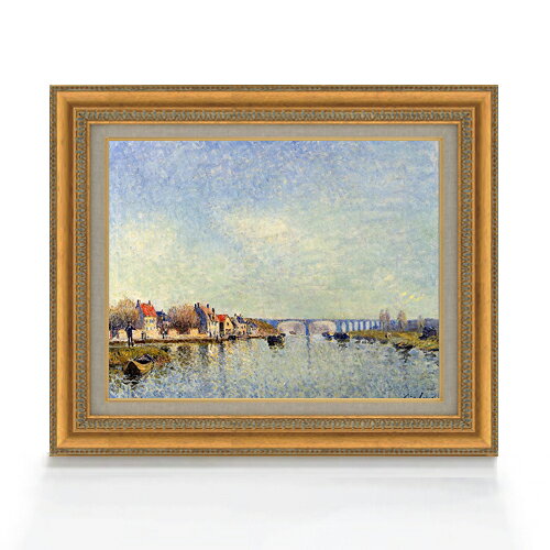 【油絵 直筆仕上げ】シスレー セーヌ・エ・マルヌの湖畔 F6 【額入り】 絵画 販売 6号 油彩 風景画 558×467mm 複製画 送料無料 プレゼント ギフト 開店祝い 開業祝い 退職祝い 新築祝い リビング 玄関 モダン アートフレーム 壁掛け ラッピング 贈答品