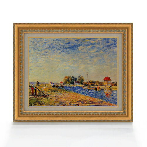 【油絵 直筆仕上げ】シスレー セーヌ・エ・マルヌの朝日 F6 【額入り】 絵画 販売 6号 油彩 風景画 558×467mm 複製画 送料無料 プレゼント ギフト 開店祝い 開業祝い 退職祝い 新築祝い リビング 玄関 モダン アートフレーム 壁掛け