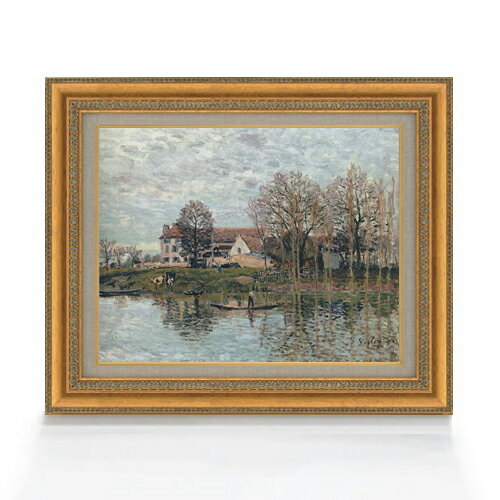 Rakuten - 【油絵 直筆仕上げ】シスレー ポールマルリの風景 F6 【額入り】 絵画 販売 6号 油彩 風景画 558×467mm 複製画 送料無料 プレゼント ギフト 開店祝い 開業祝い 退職祝い 新築祝い リビング 玄関 モダン アートフレーム 壁掛け