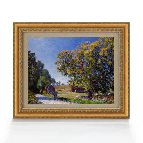 【油絵 直筆仕上げ】シスレー 森林、まわりの風景 F6 【額入り】 絵画 販売 6号 油彩 風景画 558×467mm 複製画 送料無料 プレゼント ギフト 開店祝い 開業祝い 退職祝い 新築祝い リビング 玄関 モダン アートフレーム 壁掛け ラッピング 贈答品