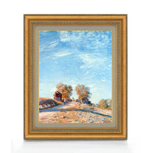 【油絵 直筆仕上げ】シスレー 太陽の下、丘の道 F6 【額入り】 絵画 販売 6号 油彩 風景画 554×463mm 複製画 送料無料 プレゼント ギフト 開店...