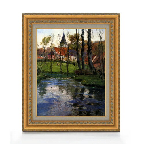 絵自体（キャンバス）の大きさ　410×318mm 【お届け日数】 ご注文日から　8-12日以内　に到着いたします。 ※一部在庫商品は早期出荷可能の場合がございます。 お急ぎに際は別途Eメールにてお問い合わせください。 お問い合わせメールアドレス 　shopmaster@artrest.jp 【留意事項】 ※注文個数によりお届け日が変わることがあります。 ※直筆仕上げ商品のため色彩が若干異なる場合がございますので 予めご了承くださいませ。 絵画 販売 インテリア 油絵 油彩 壁掛け 複製画 風景画 ゴッホ モネ ルノワール その他 静物画 肖像画 アート プレゼント 開業祝い 退職祝い 新築祝い 玄関 リビングアート 風水 縁起 フレーム 贈り物フリット・タヴロー 川沿いの旧教会