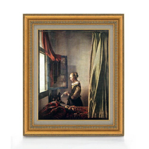 【油絵 直筆仕上げ】フェルメール 窓辺で手紙を読む女 F6 【額入り】 絵画 販売 6号 油彩 人物画 554×463mm 複製画 送料無料 プレゼント ギフト...