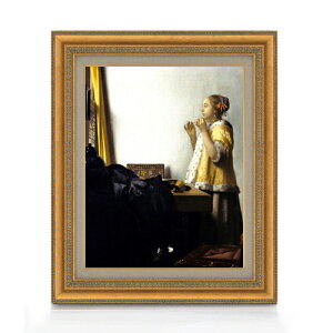 【油絵 直筆仕上げ】フェルメール 真珠の首飾りの女 F6 【額入り】 絵画 販売 6号 油彩 人物画 554×463mm 複製画 送料無料 プレゼント ギフト 開店祝い 開業祝い 退職祝い 新築祝い リビング 玄関 モダン アートフレーム 壁掛け