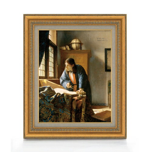 【油絵 直筆仕上げ】フェルメール 地理学者 F6 【額入り】 絵画 販売 6号 油彩 人物画 554×463mm 複製..