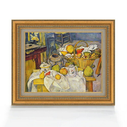 【油絵 直筆仕上げ】セザンヌ 果物籠のある静物 F6 【額入り】 絵画 販売 6号 油彩 人物画 558×467mm 複製画 送料無料 プレゼント ギフト 開店...