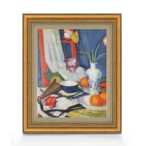 Rakuten - 【油絵 直筆仕上げ】サミュエル・ペプロー Still Life with Tulips and Oranges F6 【額入り】 絵画 販売 6号 油彩 抽象画 556×465mm 複製画 送料無料 プレゼント ギフト 開店祝い 開業祝い 退職祝い 新築祝い リビング 玄関 モダン アートフレーム 壁掛け