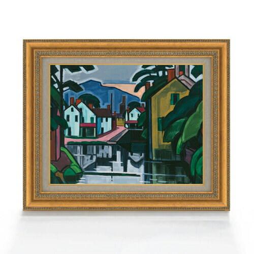 【油絵 直筆仕上げ】ブルーマナー Old Canal Port F6 【額入り】 絵画 販売 6号 油彩 抽象画 558×467mm..