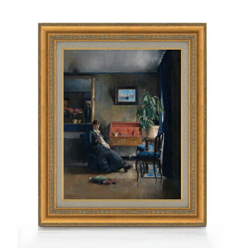 【油絵 直筆仕上げ】ハリエット・バッカー Blue Interior F6 【額入り】 絵画 販売 6号 油彩 抽象画 554×463mm 複製画 送料無料 プレゼント ギフト 開店祝い 開業祝い 退職祝い 新築祝い リビング 玄関 モダン アートフレーム 壁掛け