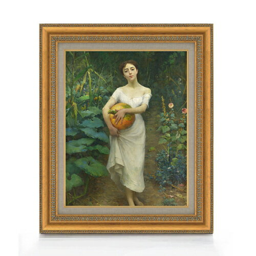 【油絵 直筆仕上げ】ファウストゾナロ Young Girl Carrying a Pumpkin F6 【額入り】 絵画 販売 6号 油彩 人物画 558×467mm 複製画 送料無料 プレゼント ギフト 開店祝い 開業祝い 退職祝い 新築祝い リビング 玄関 モダン アートフレーム 壁掛け
