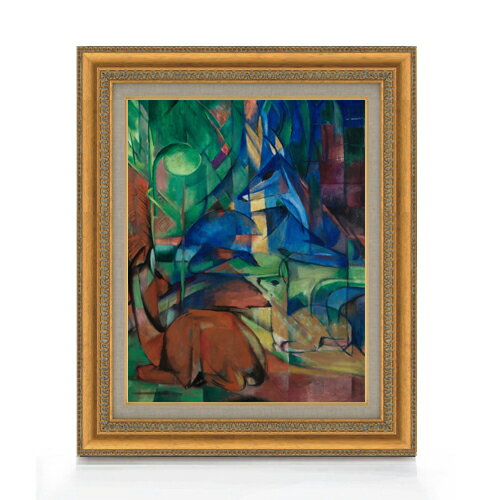 【油絵 直筆仕上げ】マルク 森への帰還2 F6 【額入り】 絵画 販売 6号 油彩 抽象画 558×467mm 複製画 送料無料 プレゼント ギフト 開店祝い 開業祝い 退職祝い 新築祝い リビング 玄関 モダン アートフレーム 壁掛け