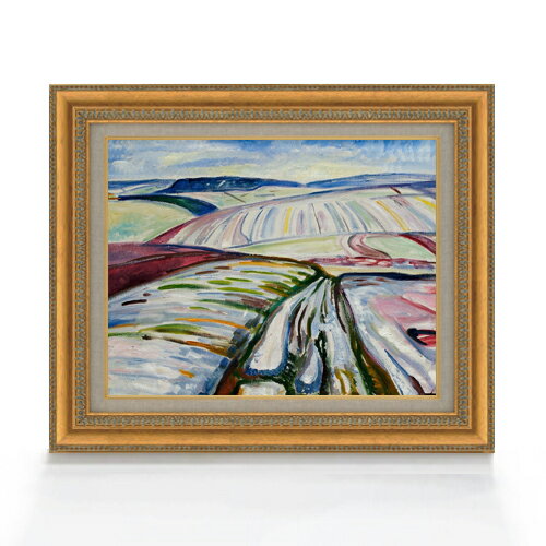 Rakuten - 【油絵 直筆仕上げ】ムンク 雪の中の野原 F6 【額入り】 絵画 販売 6号 油彩 抽象画 558×467mm 複製画 送料無料 プレゼント ギフト 開店祝い 開業祝い 退職祝い 新築祝い リビング 玄関 モダン アートフレーム 壁掛け