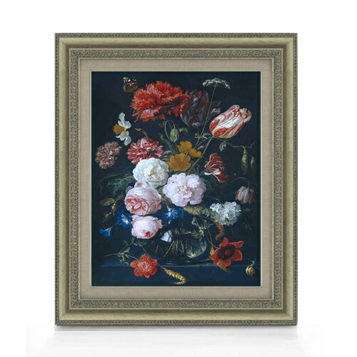 【油絵 直筆仕上げ】デ・ヘーム 花瓶と花 F6 【額入り】 絵画 販売 6号 油彩 静物画 558×467mm 複製画 送料無料 プレゼント ギフト 開店祝い 開業祝い 退職祝い 新築祝い リビング 玄関 モダン アートフレーム 壁掛け