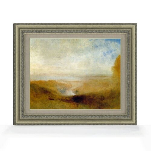 【油絵 直筆仕上げ】ターナー 遠くの川と入り江の風景 F6 【額入り】 絵画 販売 6号 油彩 風景画 558×4..