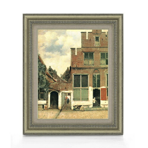 【油絵 直筆仕上げ】フェルメール デルフトの小路 F6 【額入り】 絵画 販売 6号 油彩 人物画 558×467mm 複製画 送料無料 プレゼント ギフト 開店祝い 開業祝い 退職祝い 新築祝い リビング 玄関 モダン アートフレーム 壁掛け