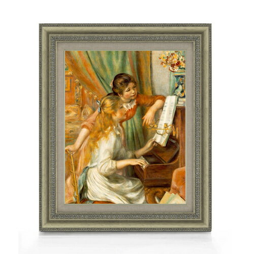 Rakuten - 【油絵 直筆仕上げ】ルノワール ピアノに寄る少女たち F6 【額入り】 絵画 販売 6号 油彩 人物画 558×467mm 複製画 送料無料 プレゼント ギフト 開店祝い 開業祝い 退職祝い 新築祝い リビング 玄関 モダン アートフレーム 壁掛け