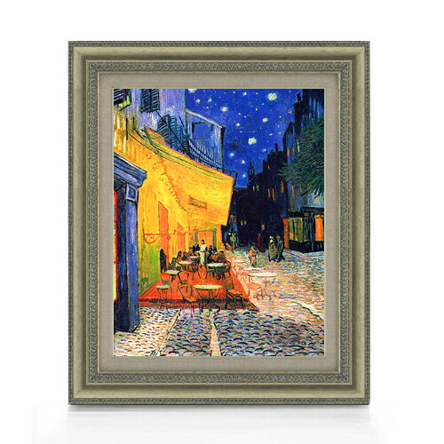 【油絵 直筆仕上げ】ゴッホ 夜のカフェテラス F6 【額入り】 絵画 販売 6号 油彩 風景画 558×467mm 複製画 送料無料 プレゼント ギフト 開店祝い 開業祝い 退職祝い 新築祝い リビング 玄関 モダン アートフレーム 壁掛け