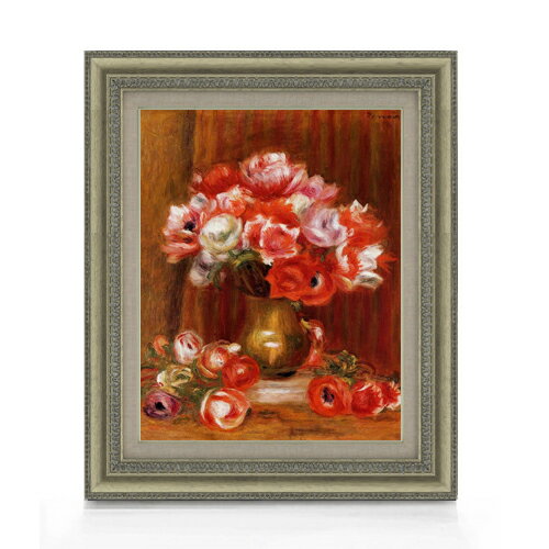 Rakuten - 【油絵 直筆仕上げ】ルノワール アネモネ F6 【額入り】 絵画 販売 6号 油彩 静物画 558×467mm 複製画 送料無料 プレゼント ギフト 開店祝い 開業祝い 退職祝い 新築祝い リビング 玄関 モダン アートフレーム 壁掛け