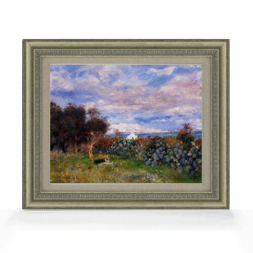 Rakuten - 【油絵 直筆仕上げ】ルノワール アルジェの海 F6 【額入り】 絵画 販売 6号 油彩 風景画 558×467mm 複製画 送料無料 プレゼント ギフト 開店祝い 開業祝い 退職祝い 新築祝い リビング 玄関 モダン アートフレーム 壁掛け